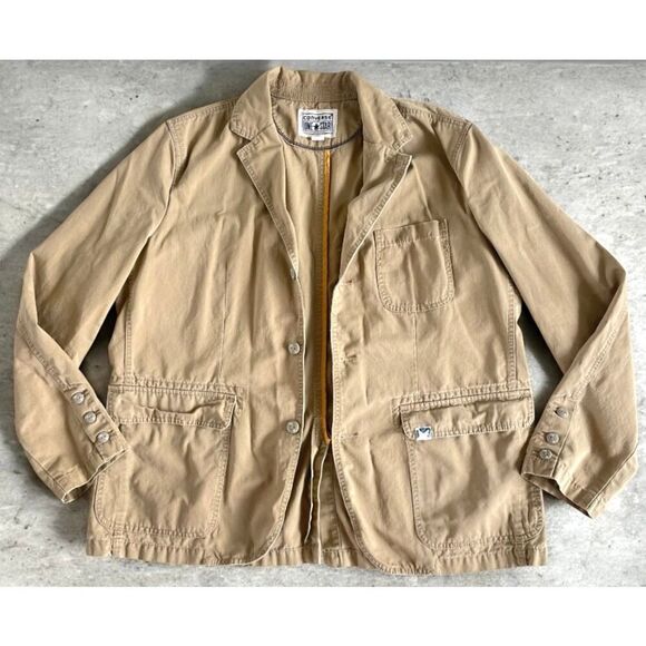 Converse One Star Gorgeous XL 100% Cotton Men Tactical Utility Tan Blazer Jacket - Picture 1 of 12